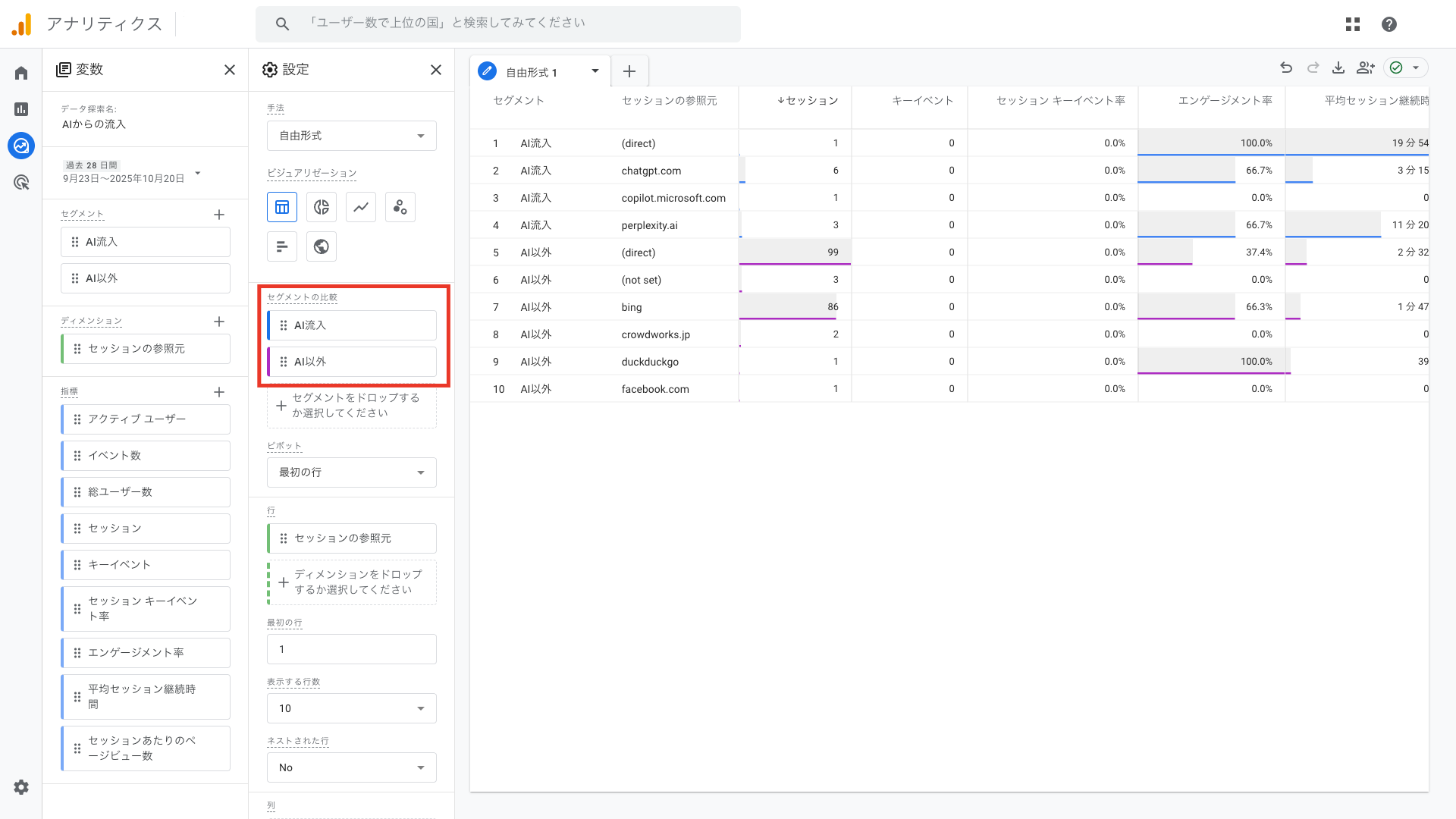 セグメント 比較